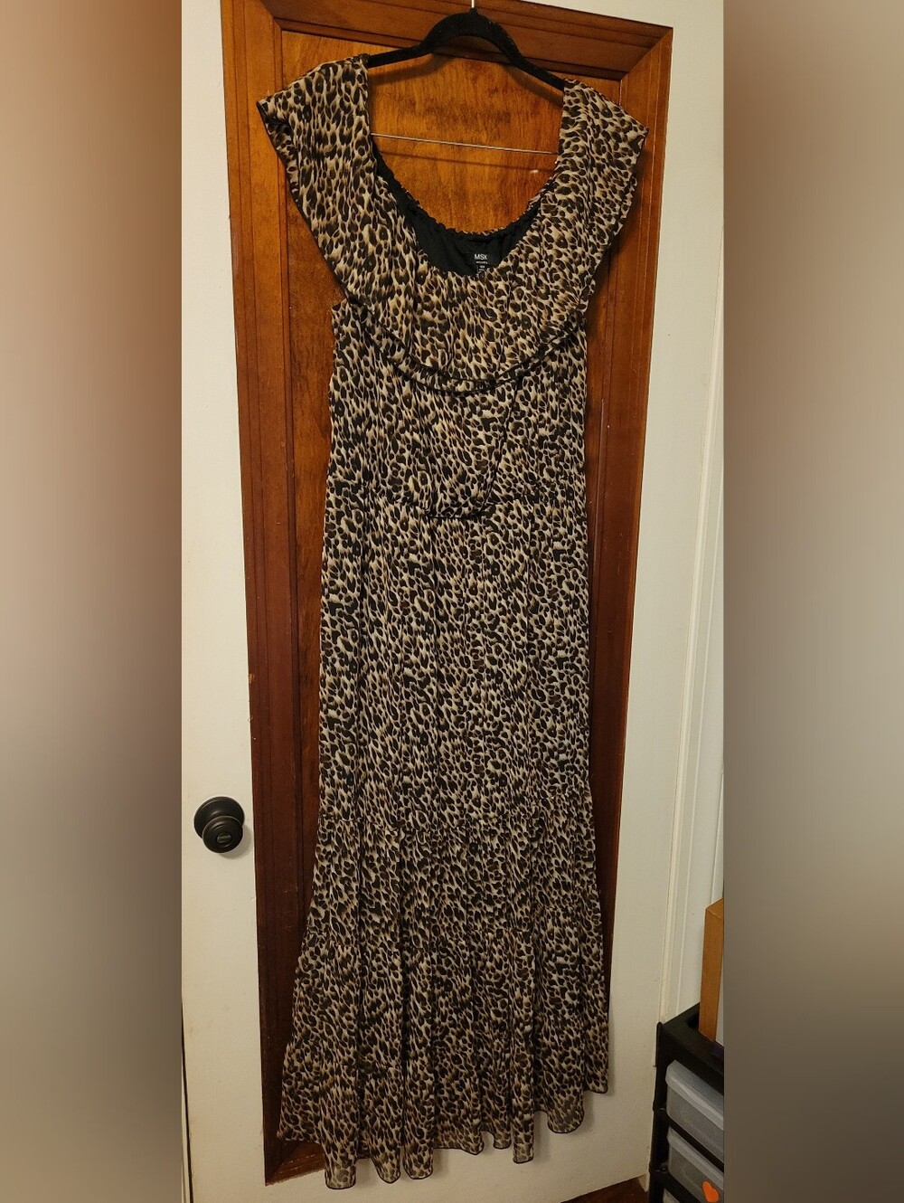 MSK Leopard-Print Ruffled Maxi Dress - Brown & Black